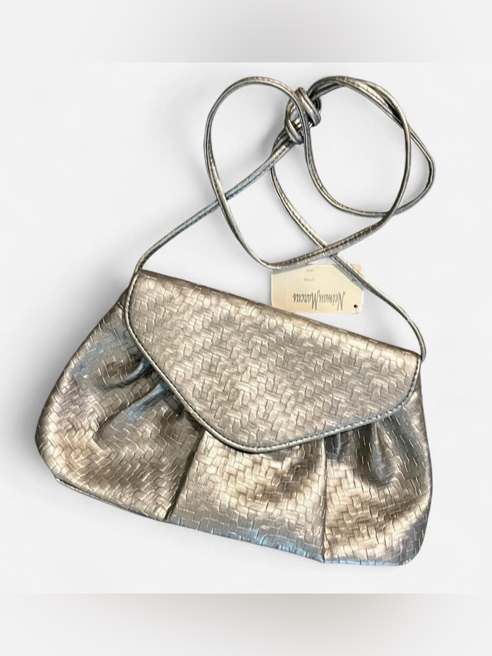 VTG Neiman Marcus Silver Woven Convertible Bag - NWT